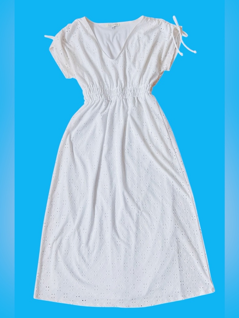 Tash+Sophie White Broderie Anglaise Smocked Waist Dress size S